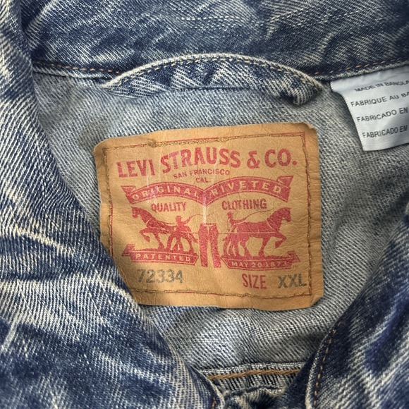 Levis Jacket Mens 2XL XXL Blue Denim Trucker Cotton Button Western 72334 - Picture 3 of 7